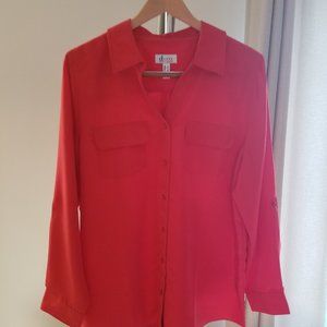 Denim & Co Long Sleeve Oversized Blouse, Large